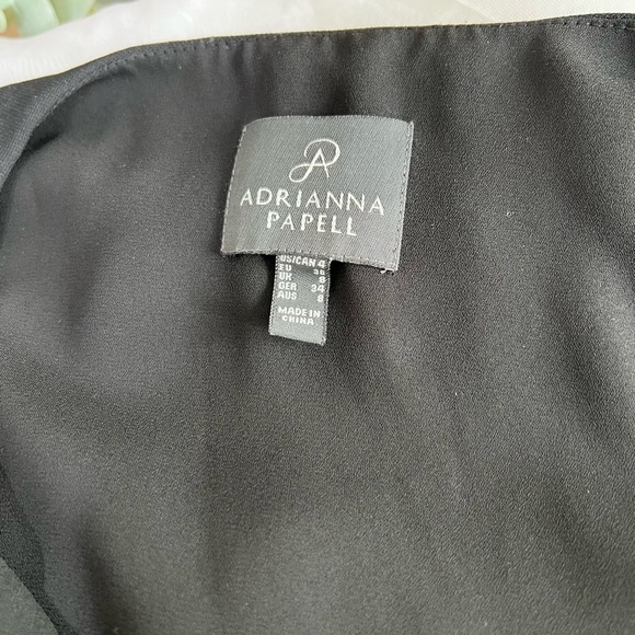 ADRIANNA PAPELL Womens Black sheer Lined Pull-on Draped Asymmetrical Hem Dress 4 - Picture 5 of 10